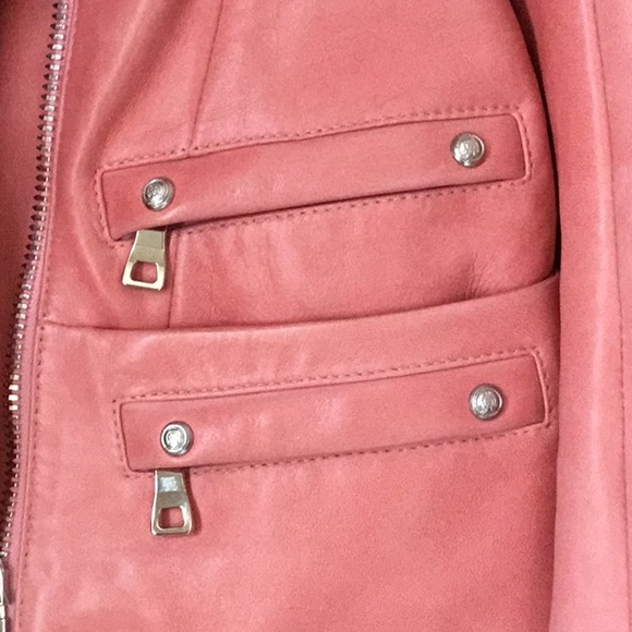 Balmain Bubblegum Pink Lambskin Leather Jacket - Picture 4 of 9